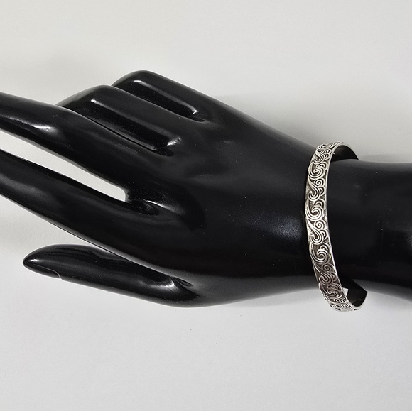 Native American Sterling Silver 925 Swirl Design Bracelet - Picture 2 of 12